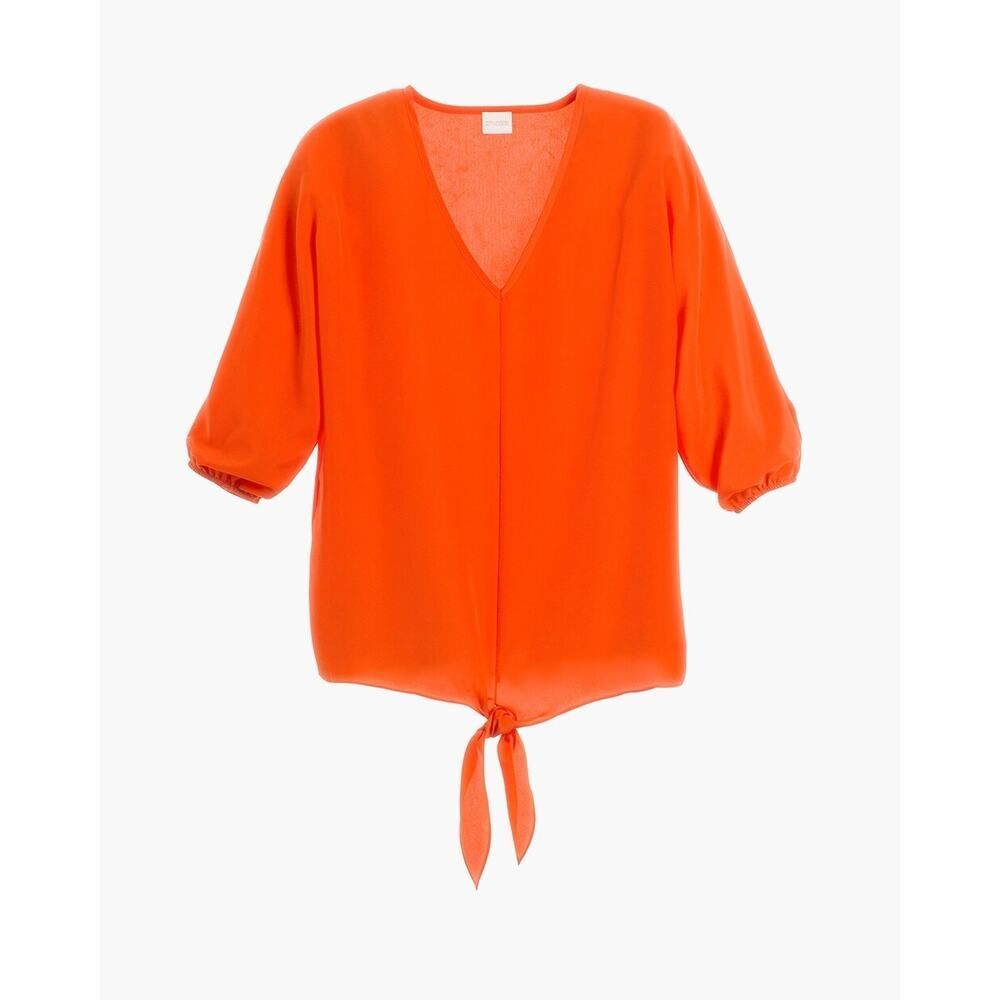 Chico's Dolman Tie-Front Top Orange Size: 2 (Large)